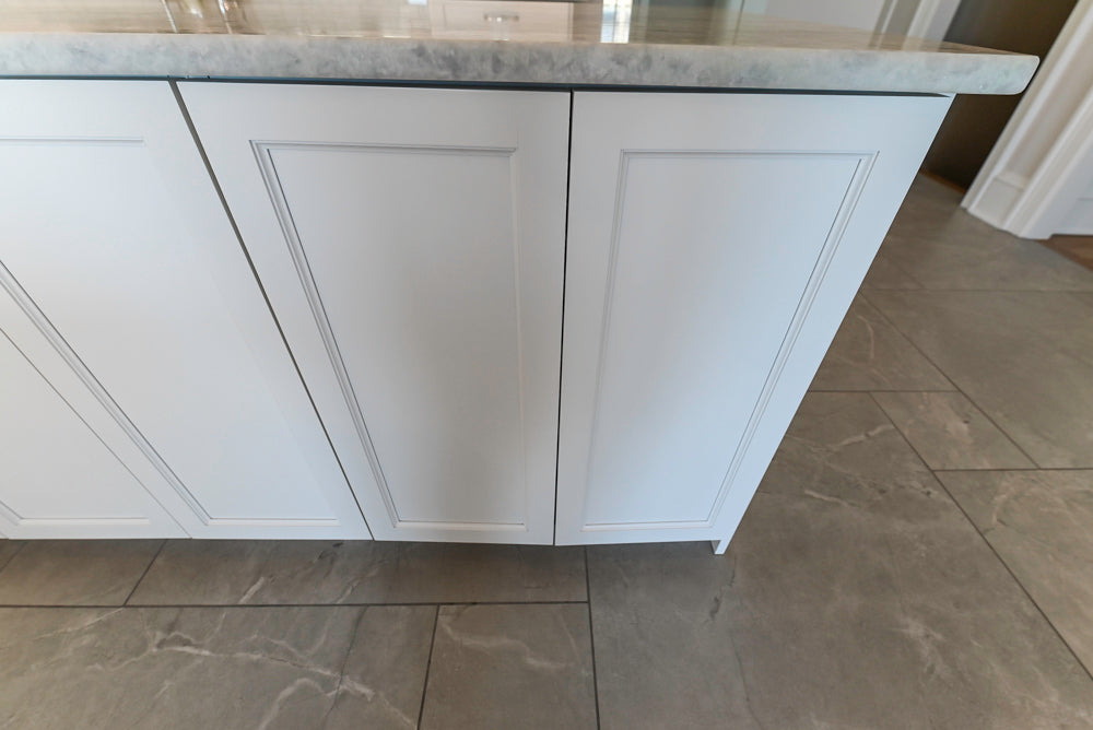 Gemcraft Traditional White Double Island Kitchen with Marble Countertops