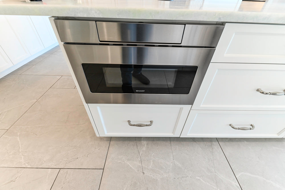 Gemcraft Traditional White Double Island Kitchen with Marble Countertops