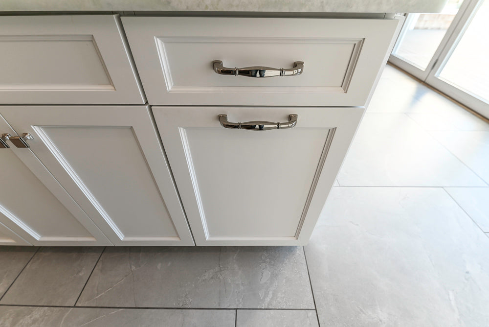 Gemcraft Traditional White Double Island Kitchen with Marble Countertops