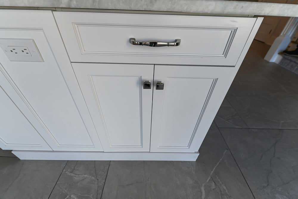 Gemcraft Traditional White Double Island Kitchen with Marble Countertops