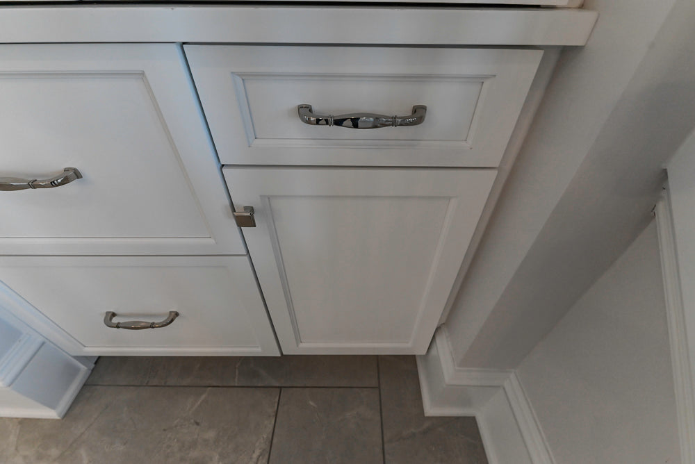 Gemcraft Traditional White Double Island Kitchen with Marble Countertops