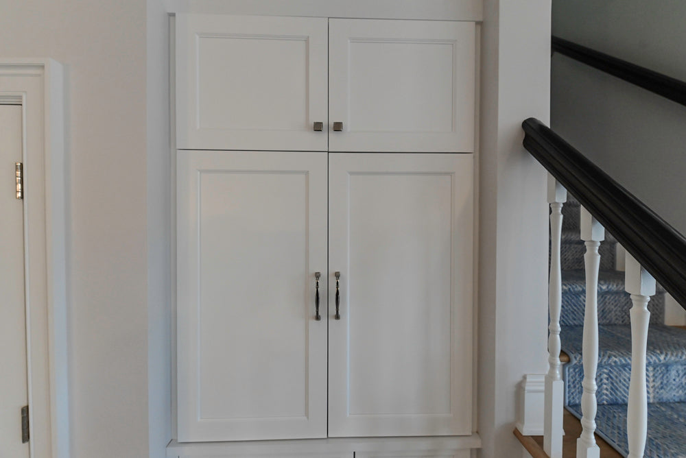 Gemcraft Traditional White Double Island Kitchen with Marble Countertops