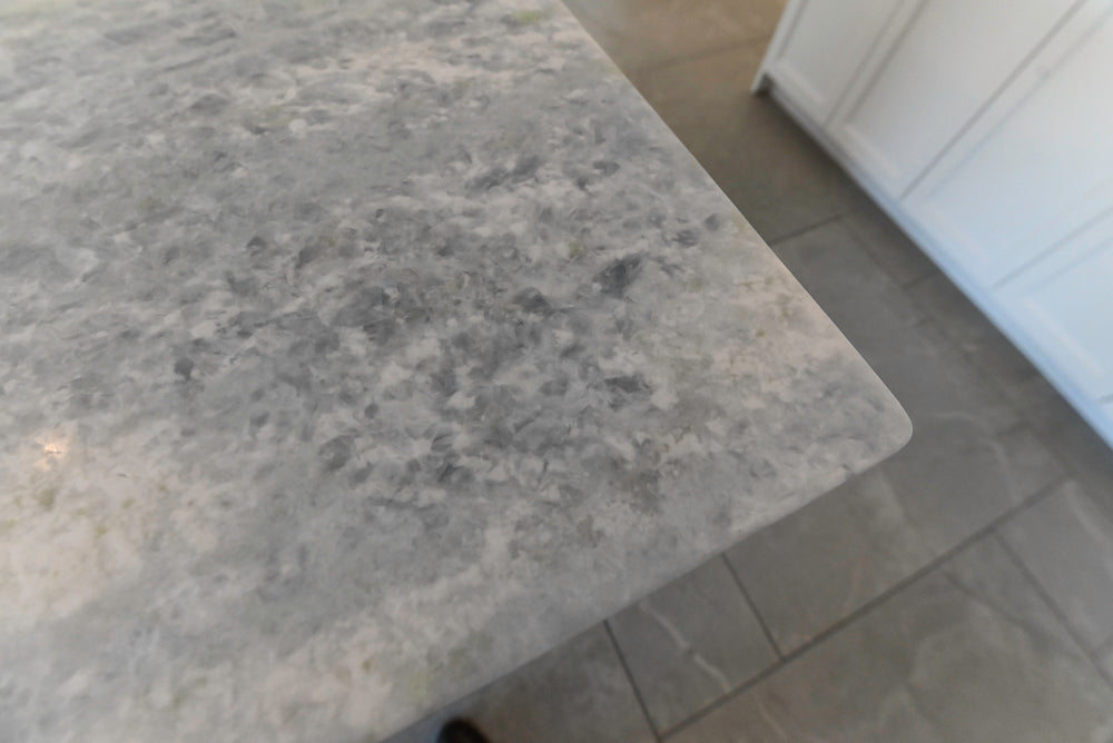 Gemcraft Traditional White Double Island Kitchen with Marble Countertops