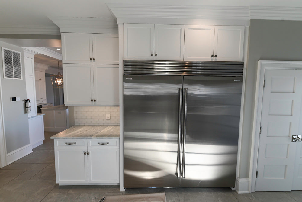 Gemcraft Traditional White Double Island Kitchen with Marble Countertops