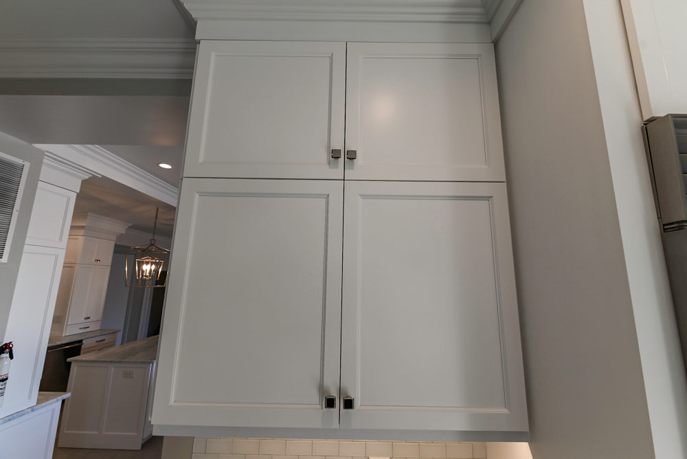 Gemcraft Traditional White Double Island Kitchen with Marble Countertops