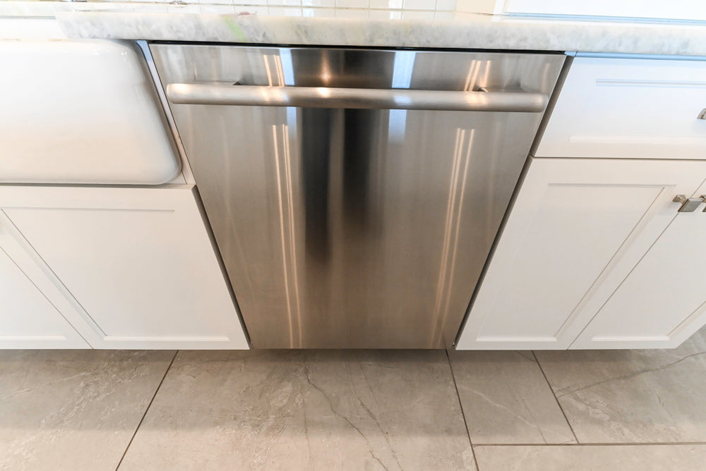 Gemcraft Traditional White Double Island Kitchen with Marble Countertops