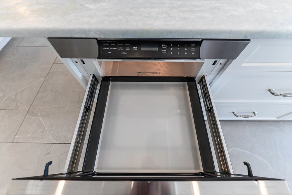 Gemcraft Traditional White Double Island Kitchen with Marble Countertops