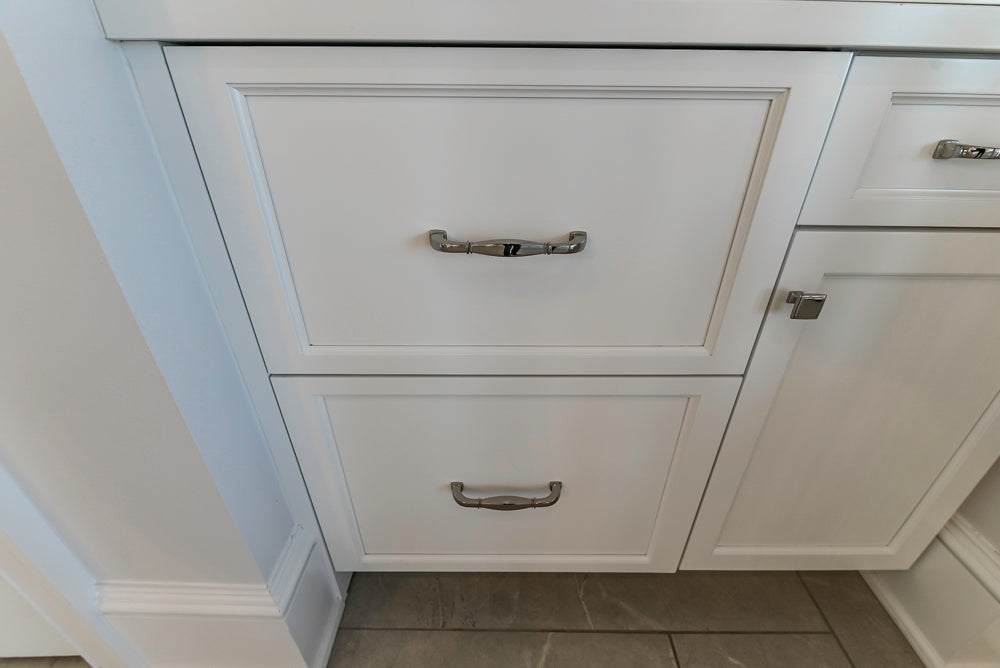 Gemcraft Traditional White Double Island Kitchen with Marble Countertops