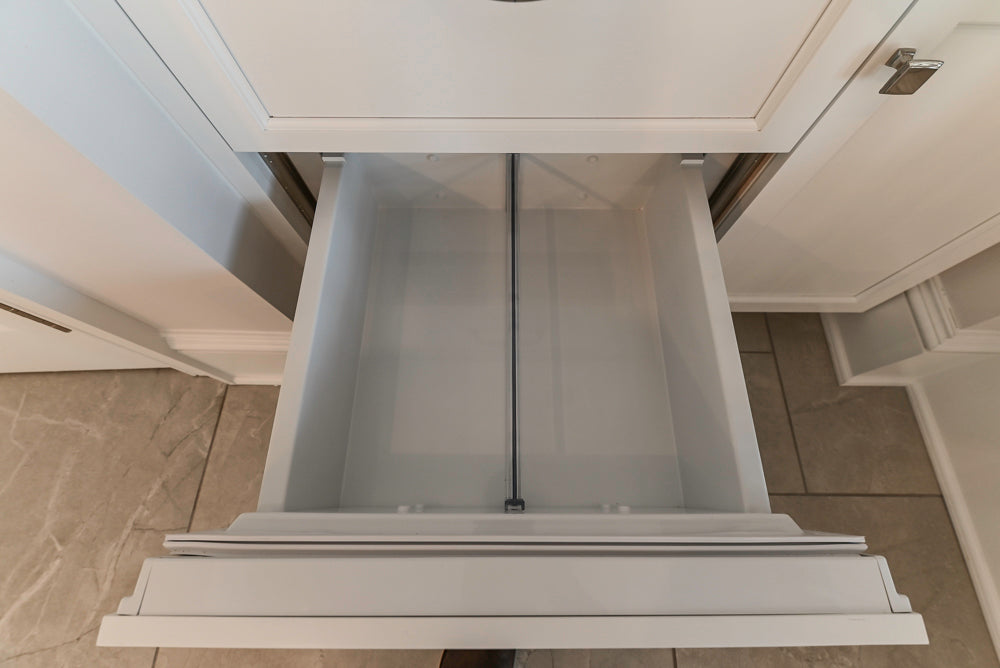 Gemcraft Traditional White Double Island Kitchen with Marble Countertops