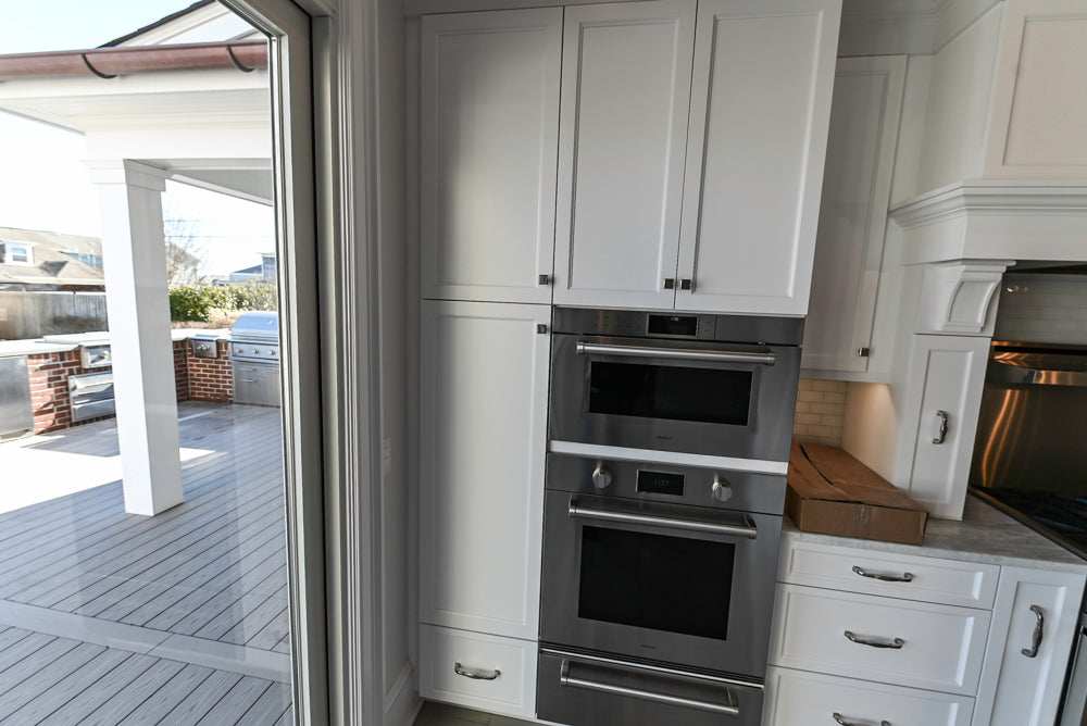 Gemcraft Traditional White Double Island Kitchen with Marble Countertops