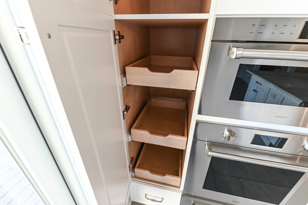 Gemcraft Traditional White Double Island Kitchen with Marble Countertops