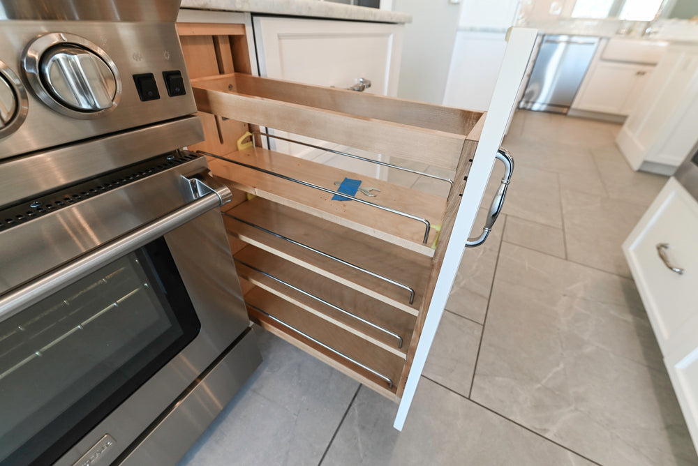 Gemcraft Traditional White Double Island Kitchen with Marble Countertops