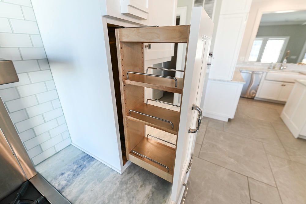 Gemcraft Traditional White Double Island Kitchen with Marble Countertops