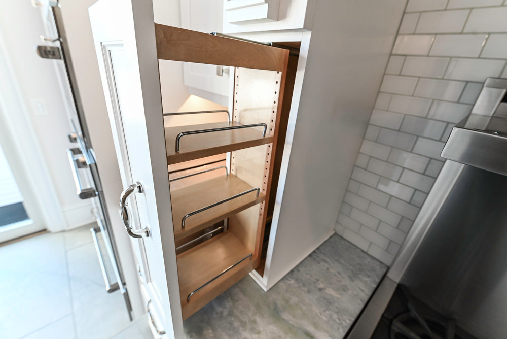 Gemcraft Traditional White Double Island Kitchen with Marble Countertops