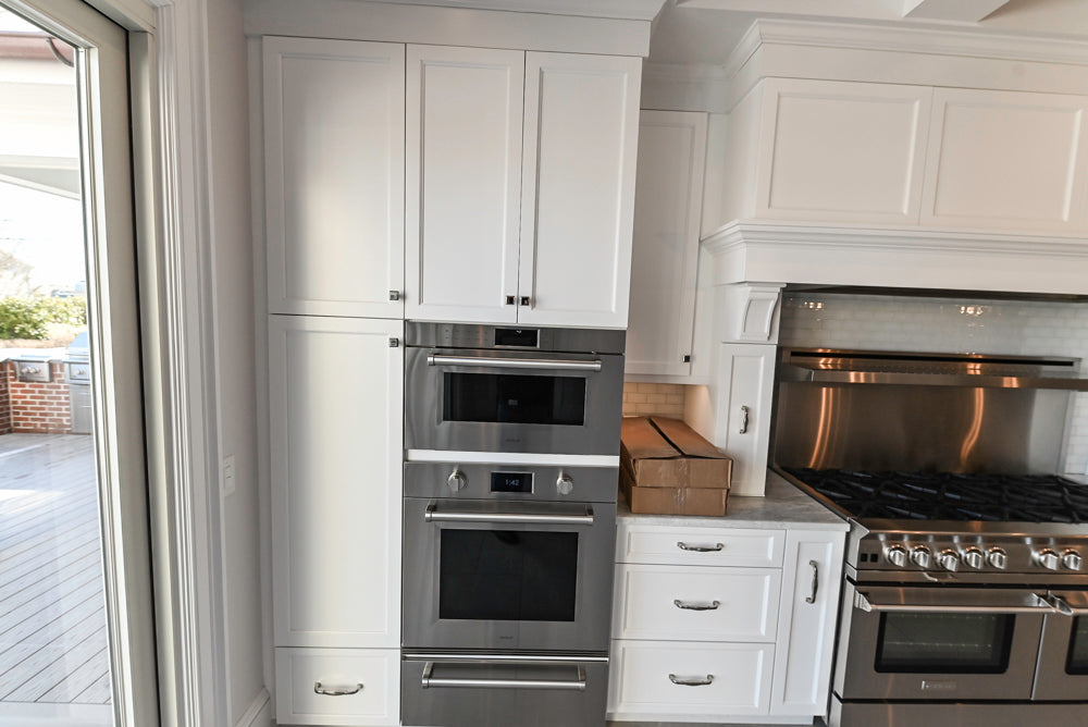 Gemcraft Traditional White Double Island Kitchen with Marble Countertops