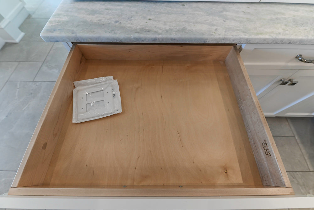 Gemcraft Traditional White Double Island Kitchen with Marble Countertops