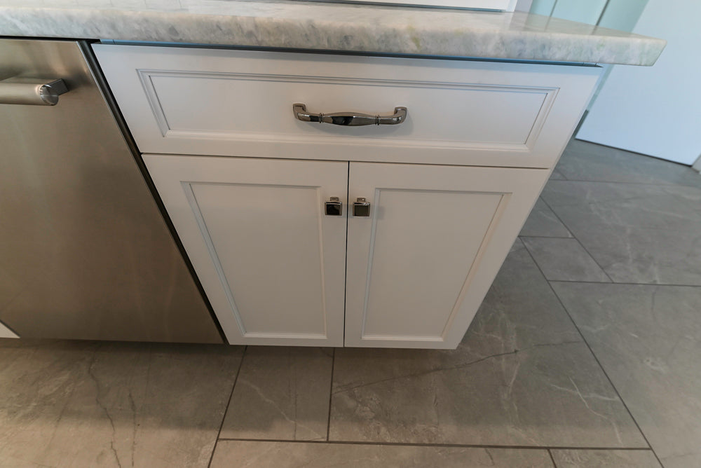 Gemcraft Traditional White Double Island Kitchen with Marble Countertops