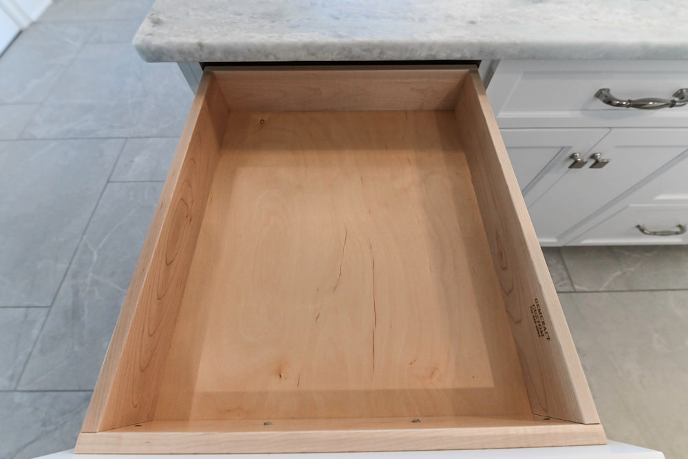 Gemcraft Traditional White Double Island Kitchen with Marble Countertops