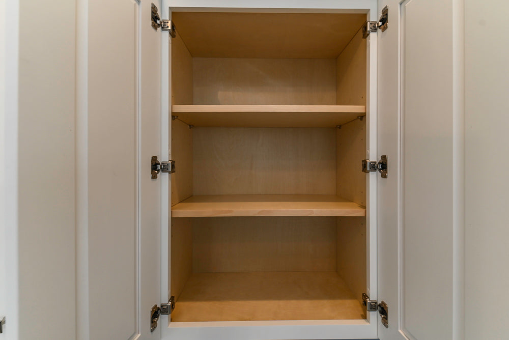 Traditional White Built-In Desk Area with Marble Countertops