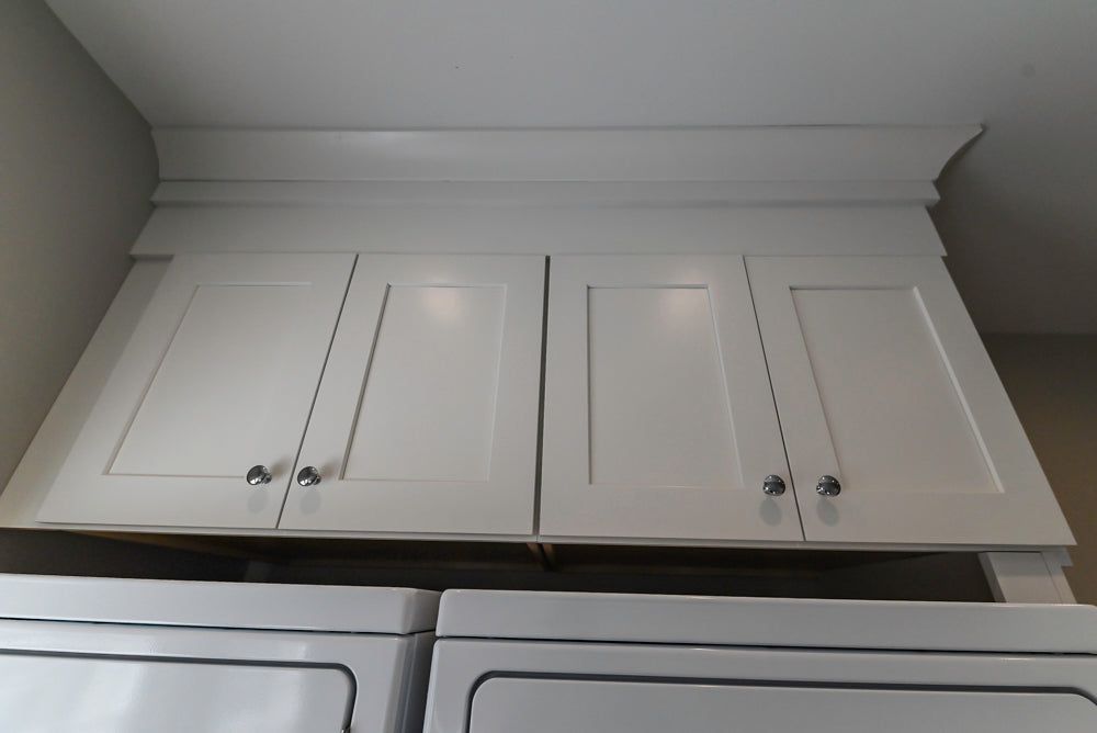 Traditional White Laundry Area with Sink, Faucet and Marble Countertops