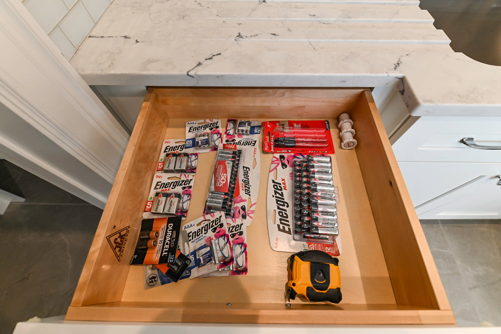 Traditional White Laundry Area with Sink, Faucet and Marble Countertops