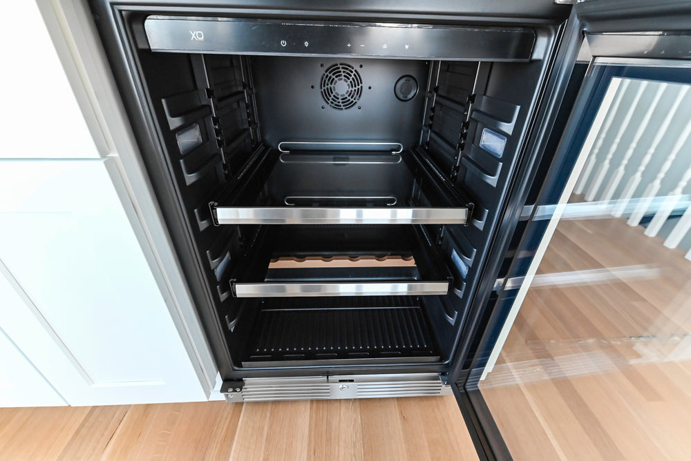 Traditional White Wet Bar with Granite Countertops and Beverage Center