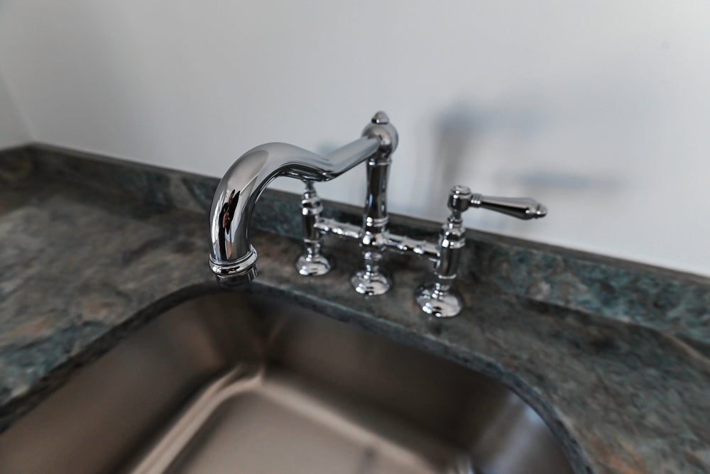 Traditional White Wet Bar with Granite Countertops and Beverage Center