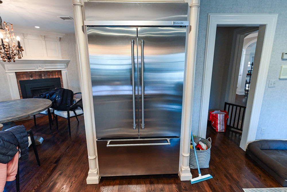 Salerno Traditional Cream Kitchen with Island, Desk Area and Appliances