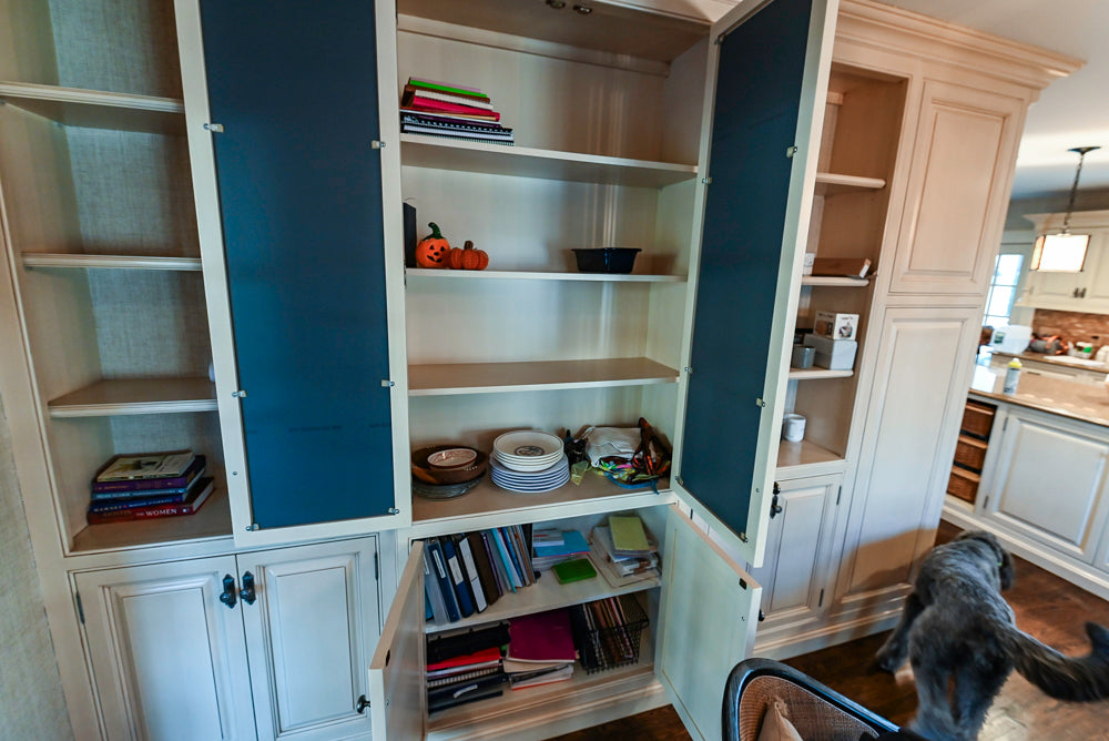 Salerno Traditional Cream Kitchen with Island, Desk Area and Appliances