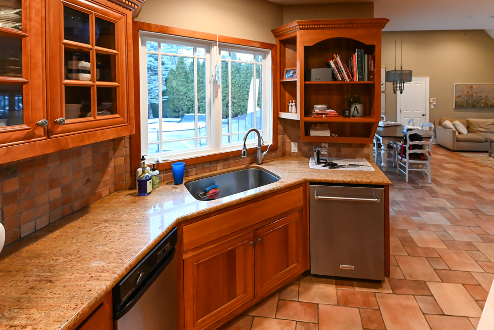 Traditional Wooden Kitchen with Island and Appliances featuring 48" Viking Range