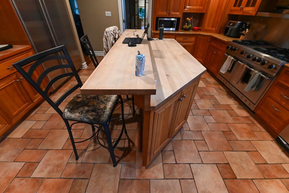 Traditional Wooden Kitchen with Island and Appliances featuring 48" Viking Range