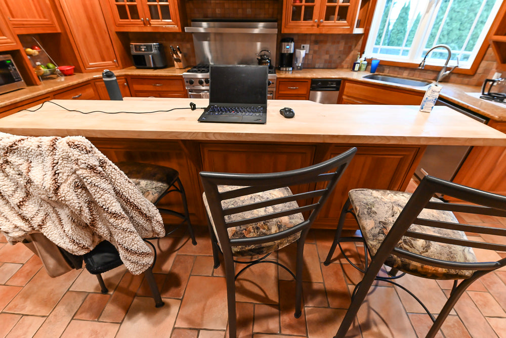 Traditional Wooden Kitchen with Island and Appliances featuring 48" Viking Range