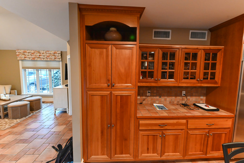 Traditional Wooden Kitchen with Island and Appliances featuring 48" Viking Range