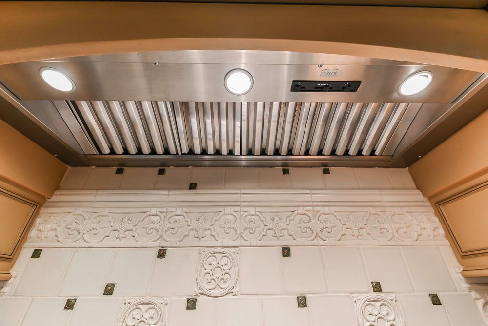 Traditional Creamy Brown Kitchen with Island, Marble Countertops and Appliances