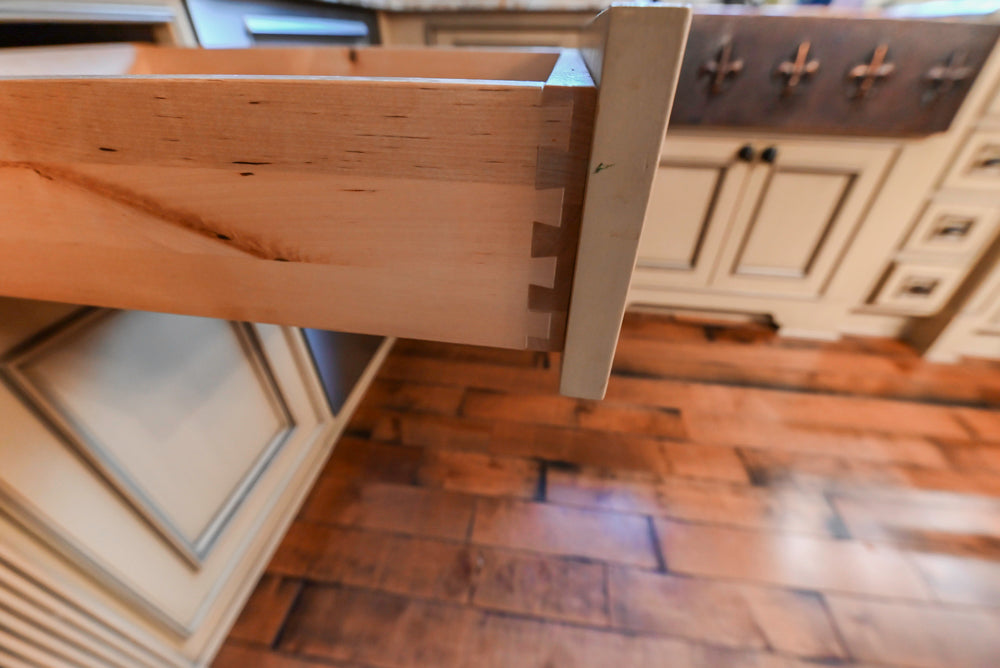 Traditional Creamy Brown Kitchen with Island, Marble Countertops and Appliances