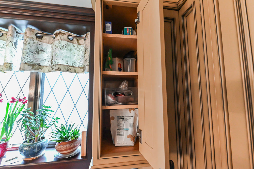 Traditional Creamy Brown Kitchen with Island, Marble Countertops and Appliances