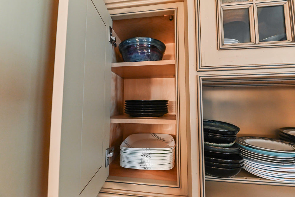 Traditional Creamy Brown Kitchen with Island, Marble Countertops and Appliances