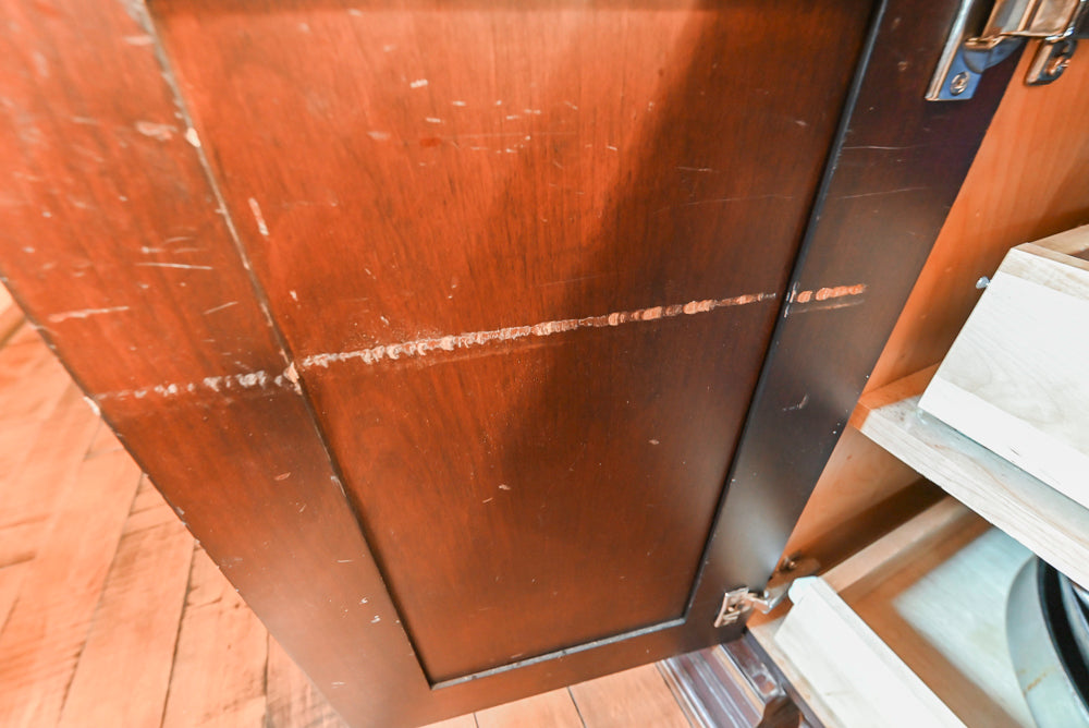 Traditional Creamy Brown Kitchen with Island, Marble Countertops and Appliances