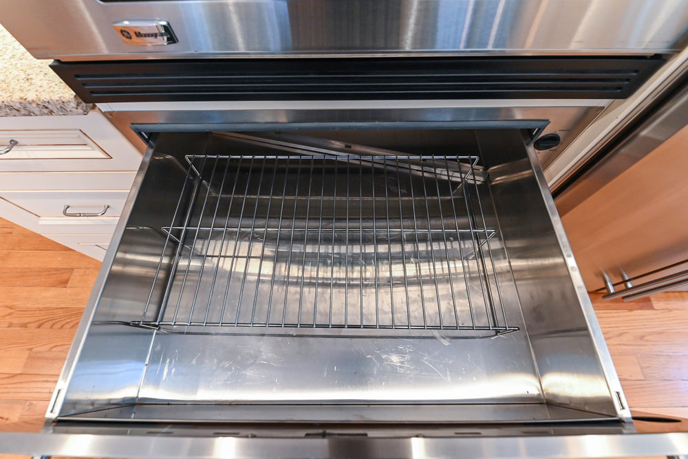 Traditional Cream Kitchen with Island, Granite Countertops & 48" Thermador Range