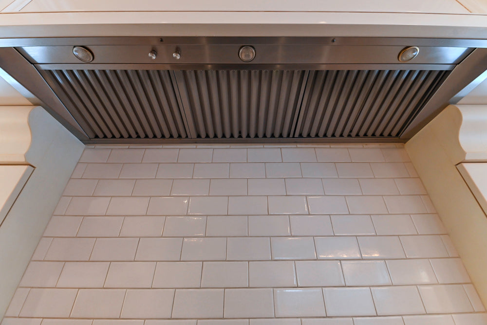 Traditional Cream Kitchen with Island, Granite Countertops & 48" Thermador Range