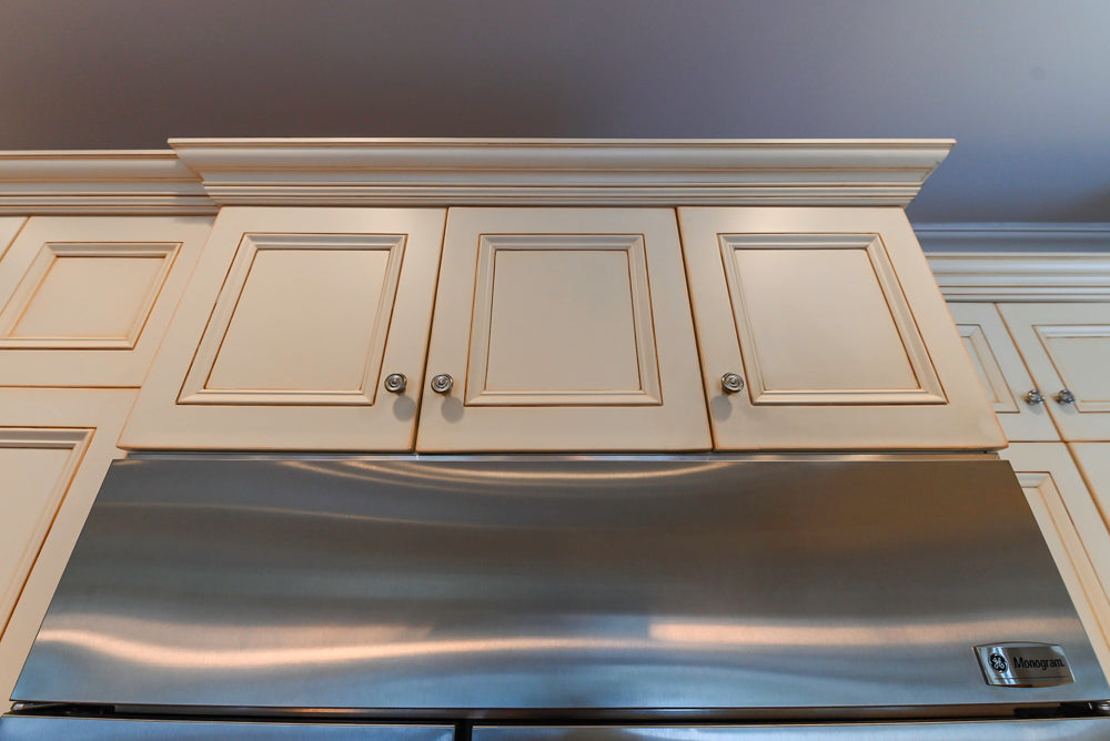 Traditional Cream Kitchen with Island, Granite Countertops & 48" Thermador Range