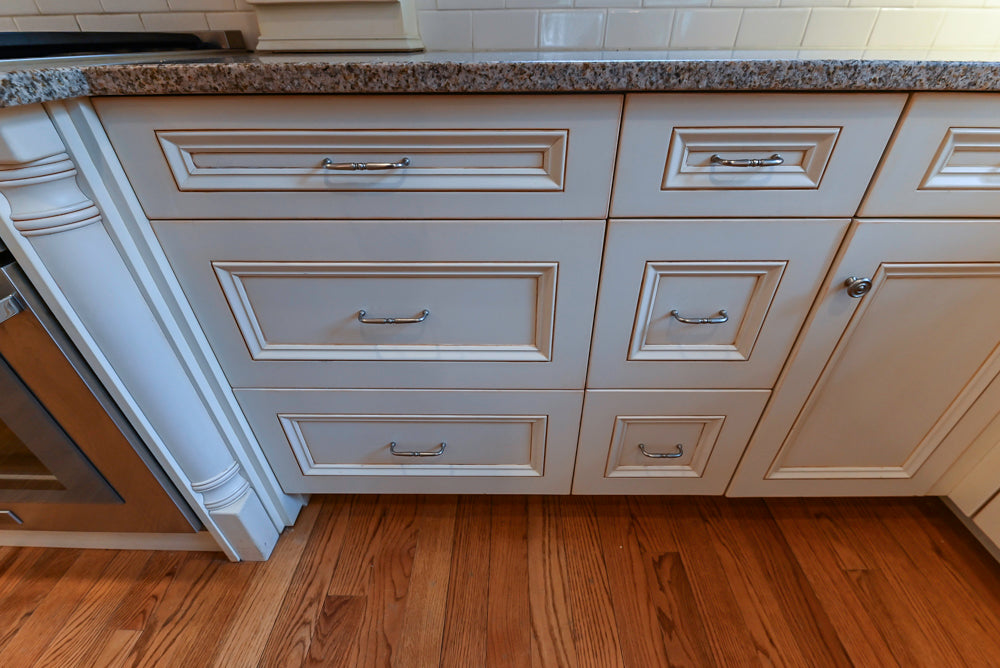 Traditional Cream Kitchen with Island, Granite Countertops & 48" Thermador Range