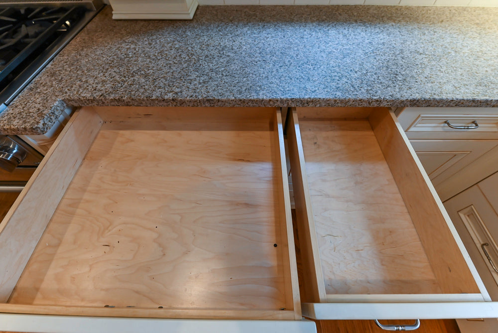 Traditional Cream Kitchen with Island, Granite Countertops & 48" Thermador Range