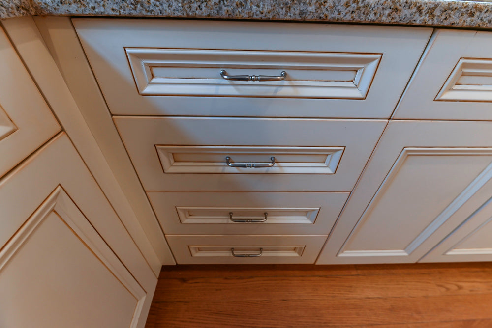 Traditional Cream Kitchen with Island, Granite Countertops & 48" Thermador Range