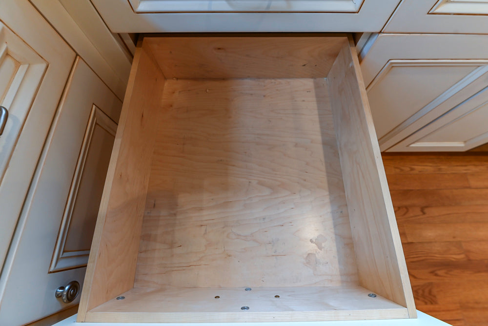 Traditional Cream Kitchen with Island, Granite Countertops & 48" Thermador Range