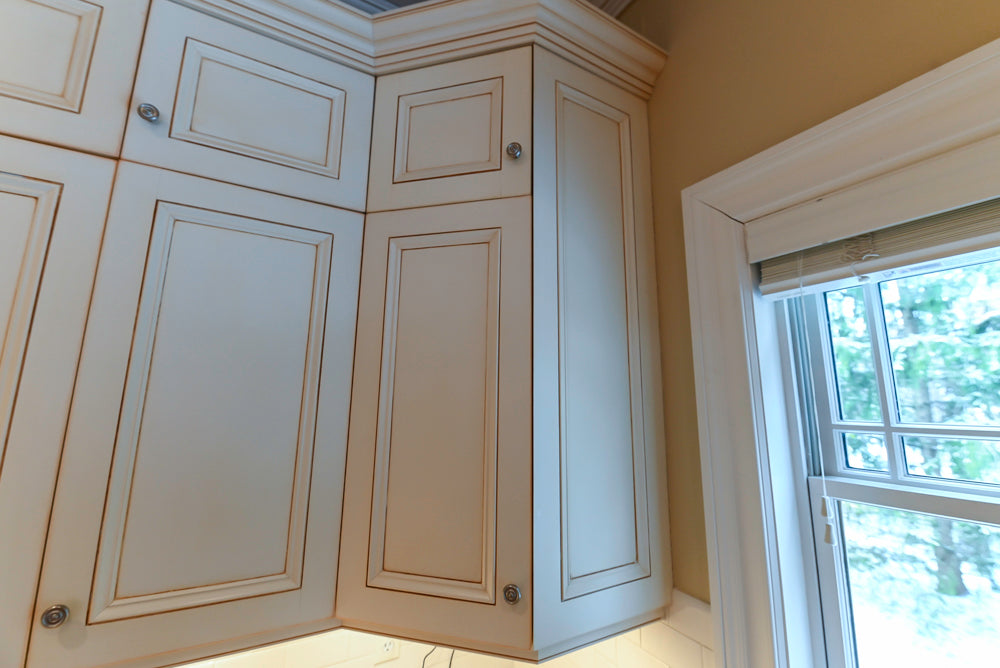 Traditional Cream Kitchen with Island, Granite Countertops & 48" Thermador Range