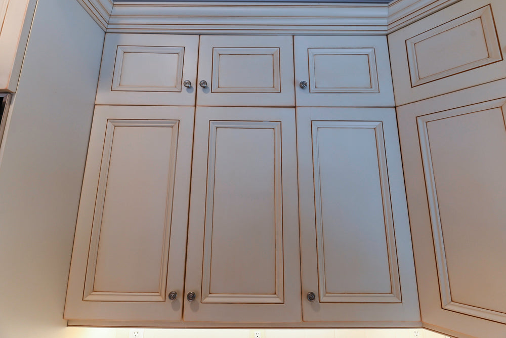 Traditional Cream Kitchen with Island, Granite Countertops & 48" Thermador Range