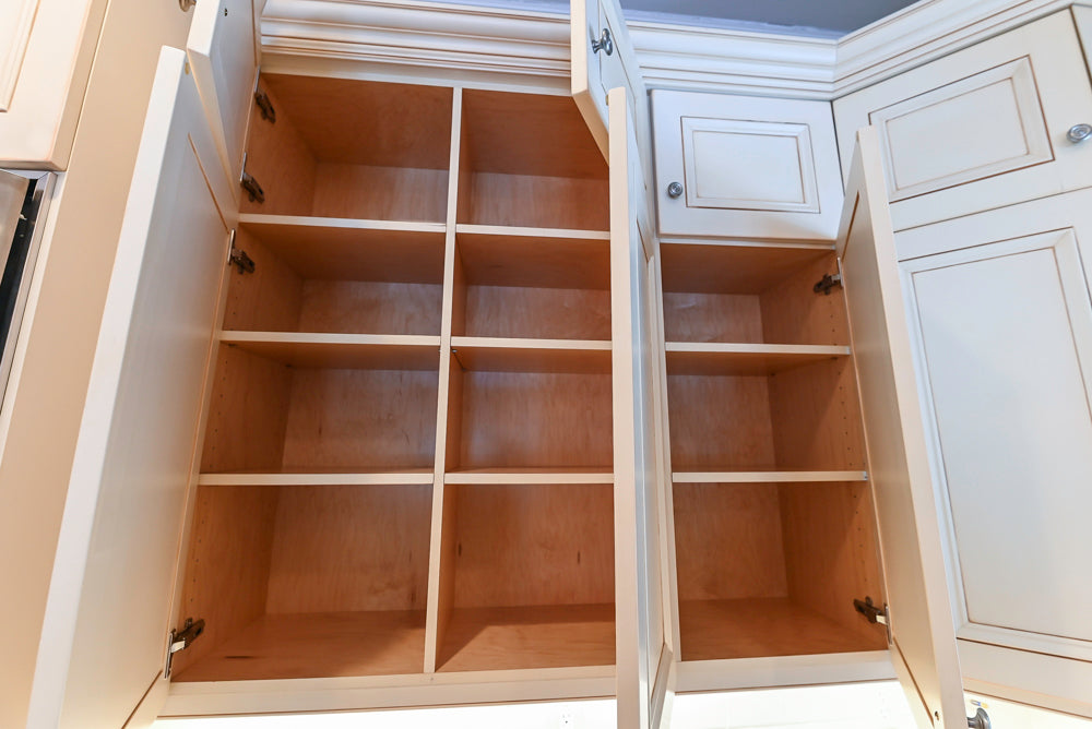 Traditional Cream Kitchen with Island, Granite Countertops & 48" Thermador Range