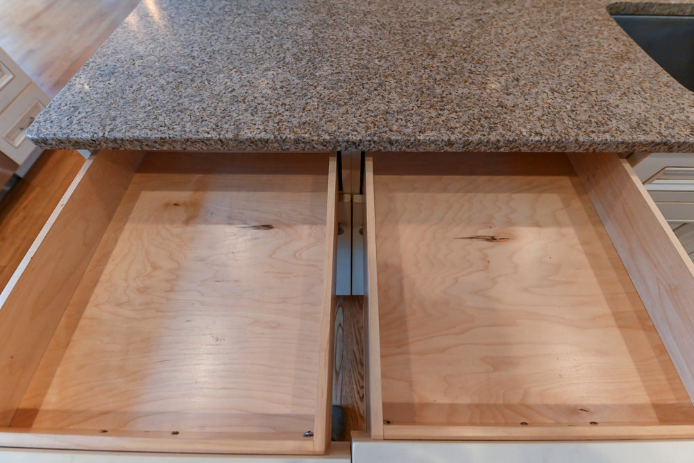 Traditional Cream Kitchen with Island, Granite Countertops & 48" Thermador Range
