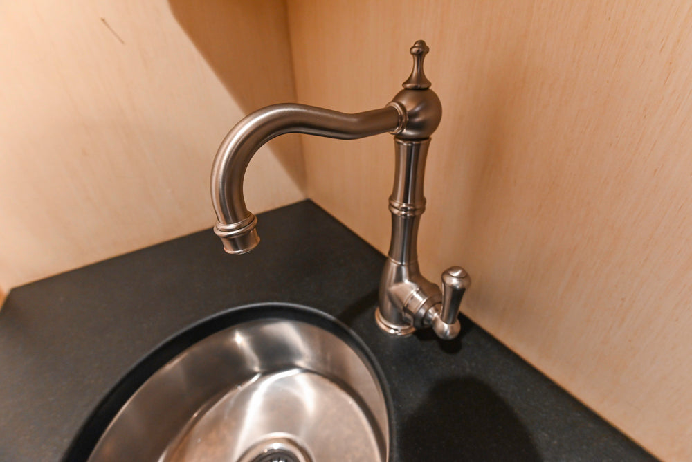 Traditional Cream Butler's Pantry with Sub-Zero Tall Wine Cooler